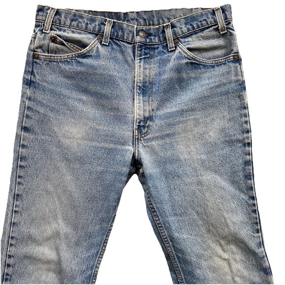 Vintage Levi's 517 0217 Faded Blue Jeans Bootcut Flare 34x33 1985 Orange Tab - Picture 3 of 8